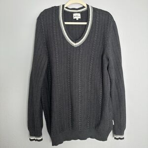 Ben Sherman Men's Varsity V-Neck Sweater Charcoal Heather Size XL